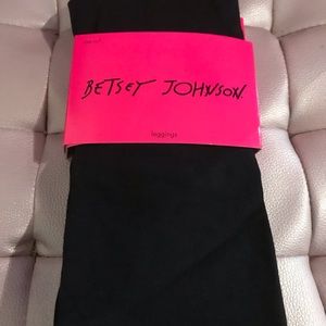 Betsey Johnson solid Black Cotton leggings pants stockings vintage goth punk nwt